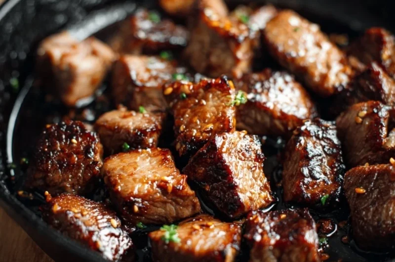 Cozy hibachi steak served on a sizzling platter with vegetables.