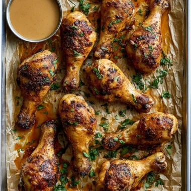 Juicy baked chicken legs seasoned and cooked to perfection