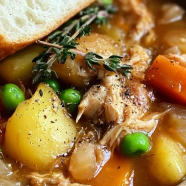 Bowl of hearty Chicken Vegetable Stew with fresh vegetables and tender chicken