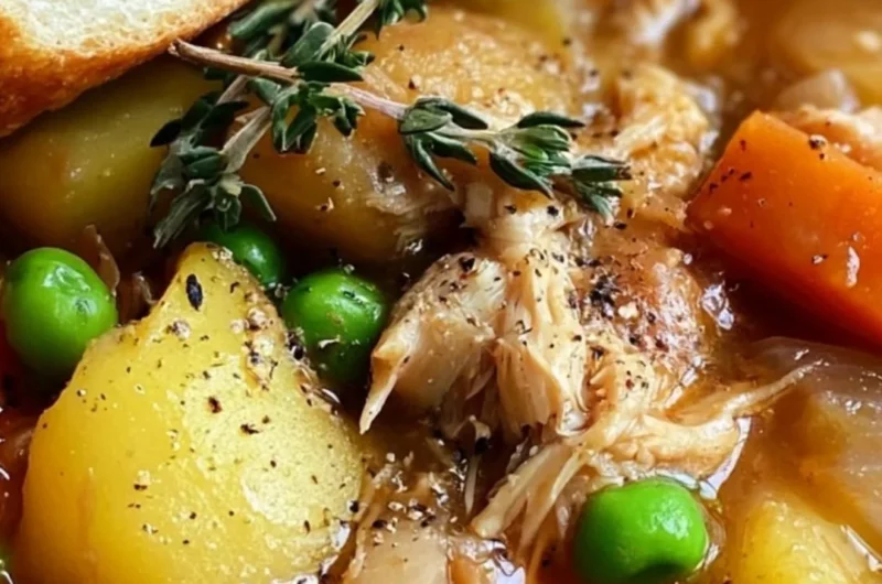 Bowl of hearty Chicken Vegetable Stew with fresh vegetables and tender chicken