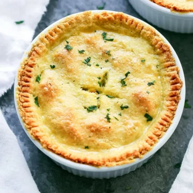 Cozy gluten and dairy free chicken pot pie served in a rustic dish