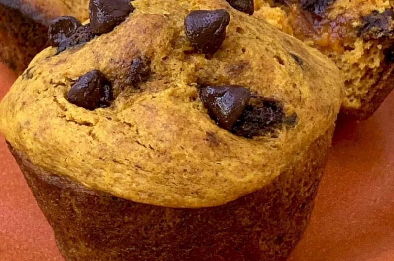 Cozy Greek yogurt pumpkin muffins fresh out of the oven with spices and toppings.