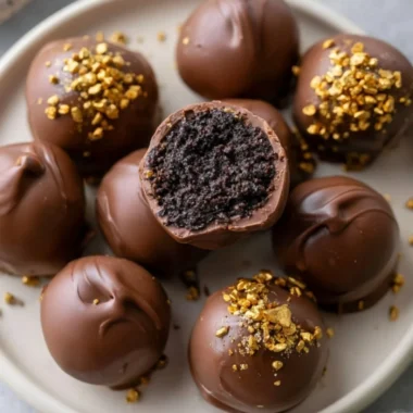 Delicious Irish Cream Oreo Truffles decorated and ready to enjoy.