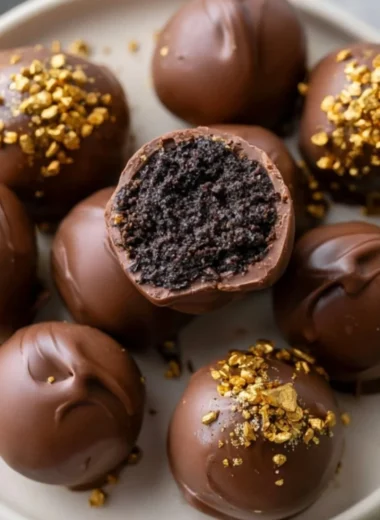 Delicious Irish Cream Oreo Truffles decorated and ready to enjoy.