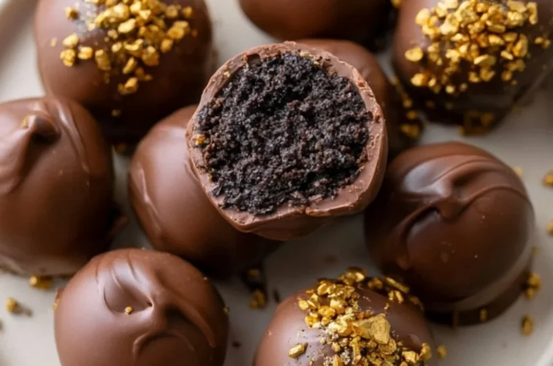Delicious Irish Cream Oreo Truffles decorated and ready to enjoy.