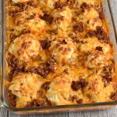 Cozy Sloppy Joe Ground Beef Casserole served in a baking dish