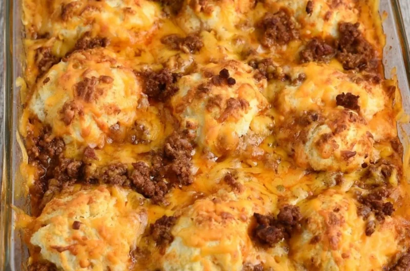 Cozy Sloppy Joe Ground Beef Casserole served in a baking dish