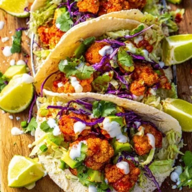 Cozy vegan cauliflower tacos served with fresh toppings and avocados