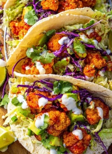 Cozy vegan cauliflower tacos served with fresh toppings and avocados