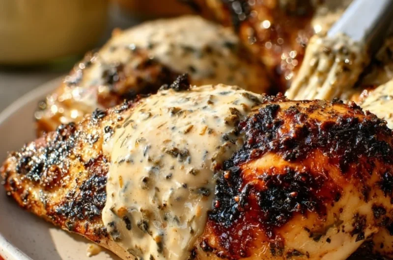 Cozy white barbecue chicken dish served on a plate