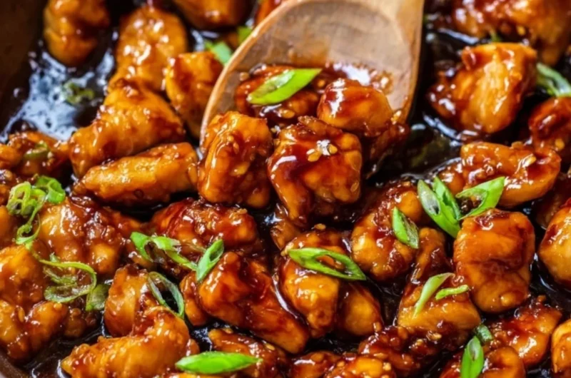 Plate of Honey Garlic Chicken with vegetables and rice