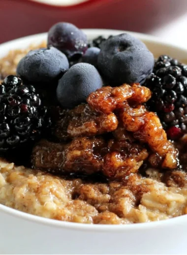 Delicious Maple & Brown Sugar Baked Oatmeal served in a bowl