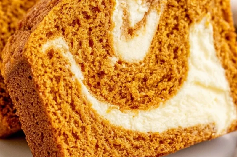 Delicious pumpkin bread topped with creamy cheese frosting
