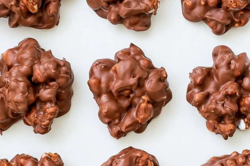 Delicious Cozy Rocky Road Candy made with chocolate, marshmallows, and nuts.