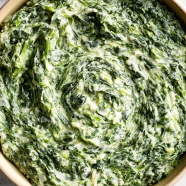 Deliciously creamy creamed spinach served in a bowl
