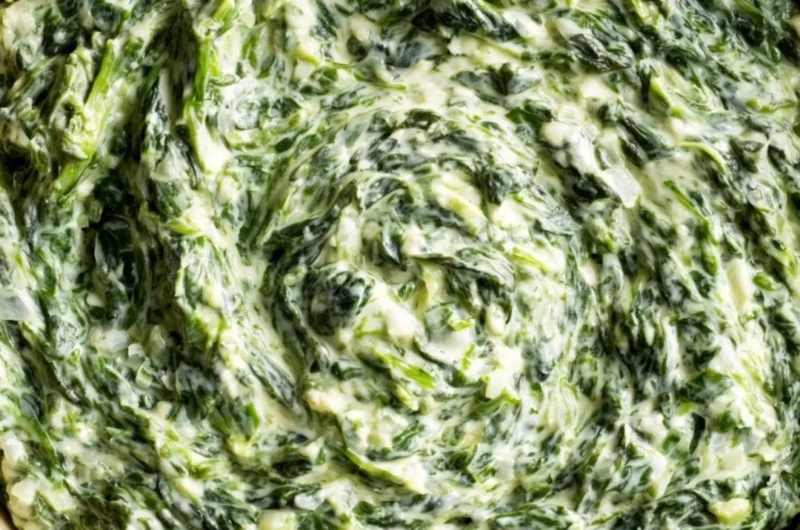 Deliciously creamy creamed spinach served in a bowl