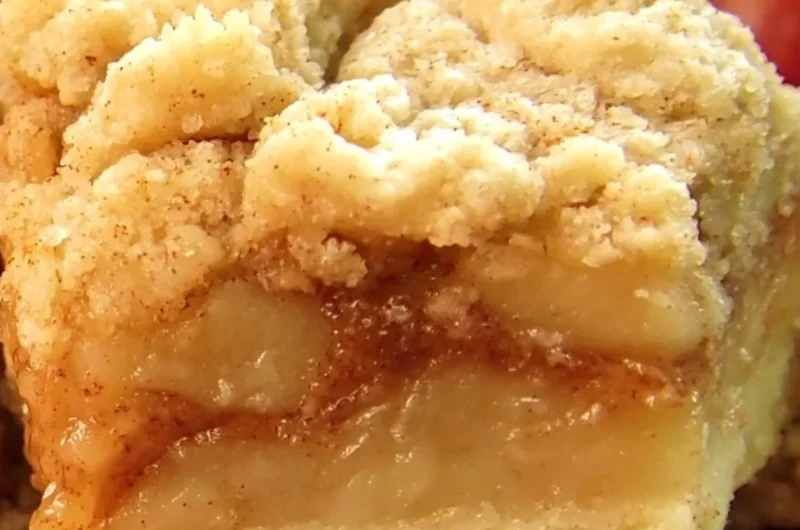 Delicious apple pie bars with a golden crust and spiced apple filling