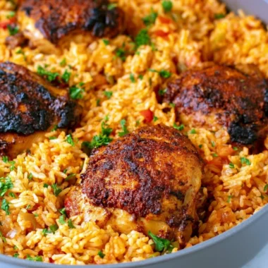 Delicious One Pot Cajun Chicken and Rice served in a colorful dish