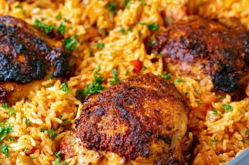 Delicious One Pot Cajun Chicken and Rice served in a colorful dish