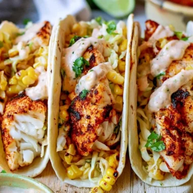Delicious tilapia fish tacos served with fresh toppings and lime wedges
