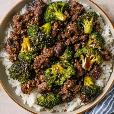 Delicious beef and broccoli stir-fry in a cozy kitchen setting