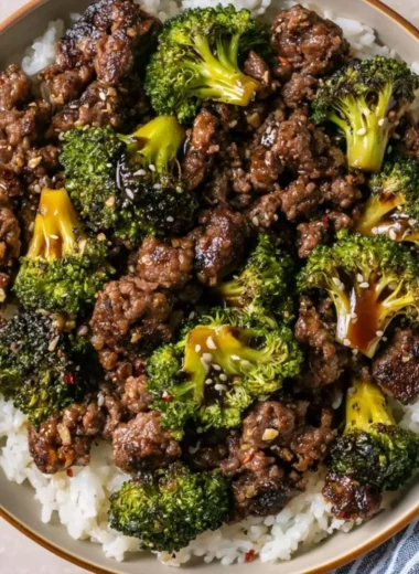 Delicious beef and broccoli stir-fry in a cozy kitchen setting
