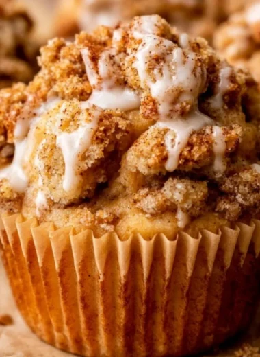 Deliciously baked cozy apple crumble muffins with a crunchy topping