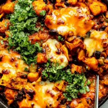 Cozy butternut squash and black bean enchilada skillet dish
