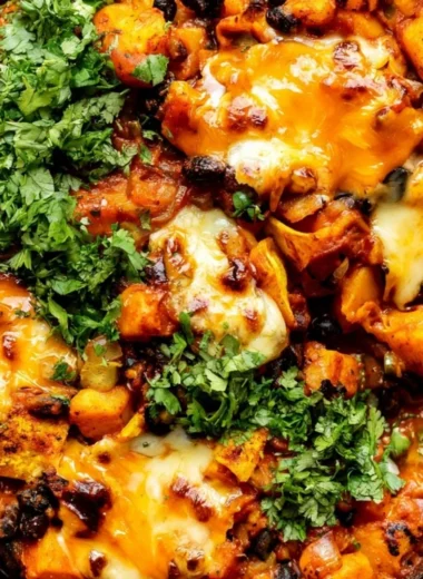 Cozy butternut squash and black bean enchilada skillet dish