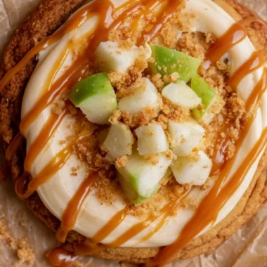 Delicious Crumbl Caramel Apple Cookies on a plate