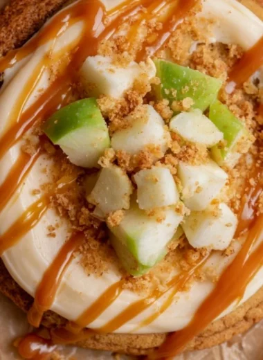 Delicious Crumbl Caramel Apple Cookies on a plate