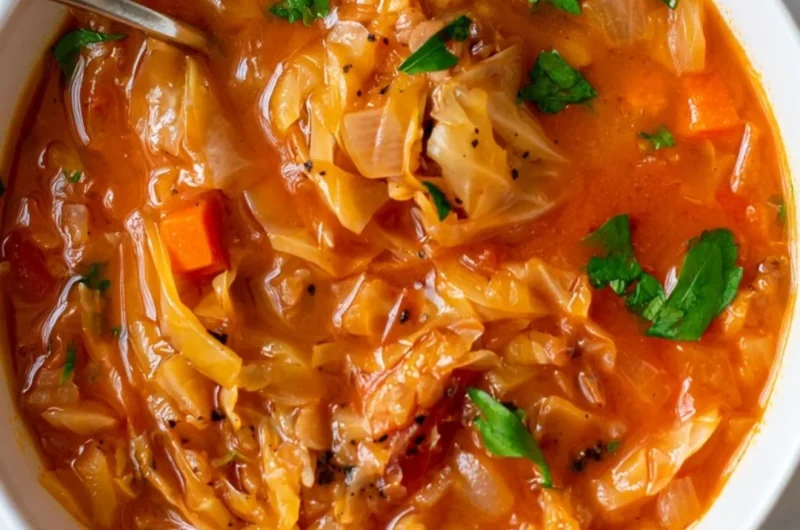 Delicious cabbage soup with added protein ingredients for a nutritious meal