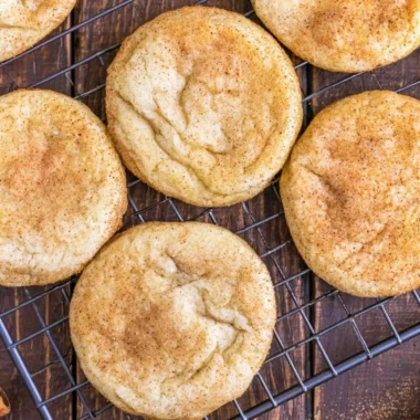 Freshly baked classic snickerdoodles with cinnamon sugar coating