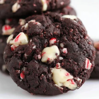 Delicious double chocolate peppermint cookies on a festive plate