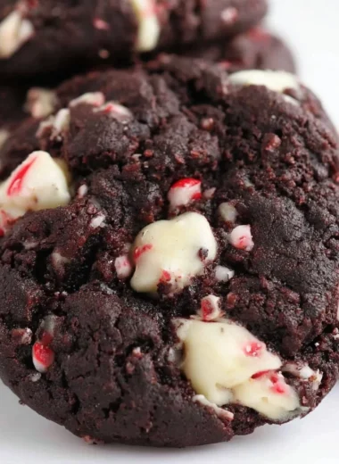 Delicious double chocolate peppermint cookies on a festive plate