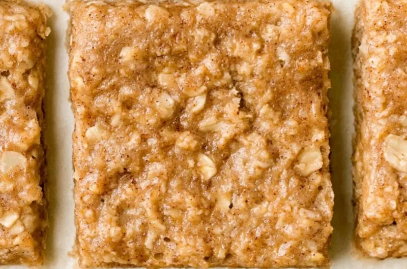 Image of homemade healthy breakfast bars with clean eating ingredients