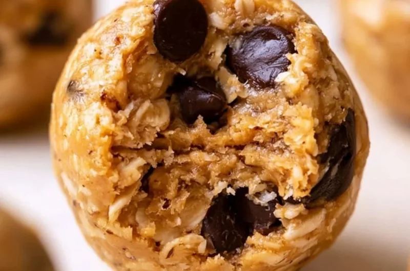 Delicious no-bake oatmeal protein balls with peanut butter in a bowl
