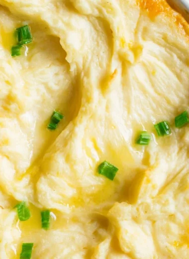 Homemade Shepherd's Pie topped with golden mashed potatoes and savory meat filling