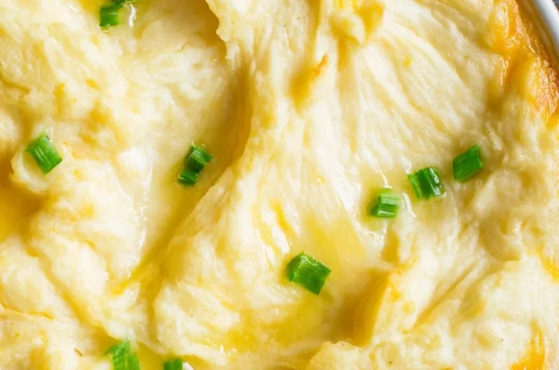 Homemade Shepherd's Pie topped with golden mashed potatoes and savory meat filling