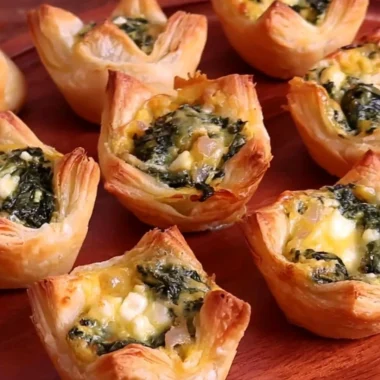Delicious homemade spinach puffs served on a platter.